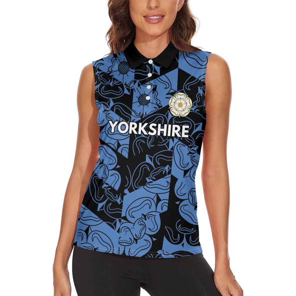 Custom Yorkshire Vikings Heritage Pride Women Sleeveless Polo Shirt White Rose of Yorkshire - Wonder Print Shop