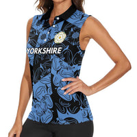 Custom Yorkshire Vikings Heritage Pride Women Sleeveless Polo Shirt White Rose of Yorkshire - Wonder Print Shop