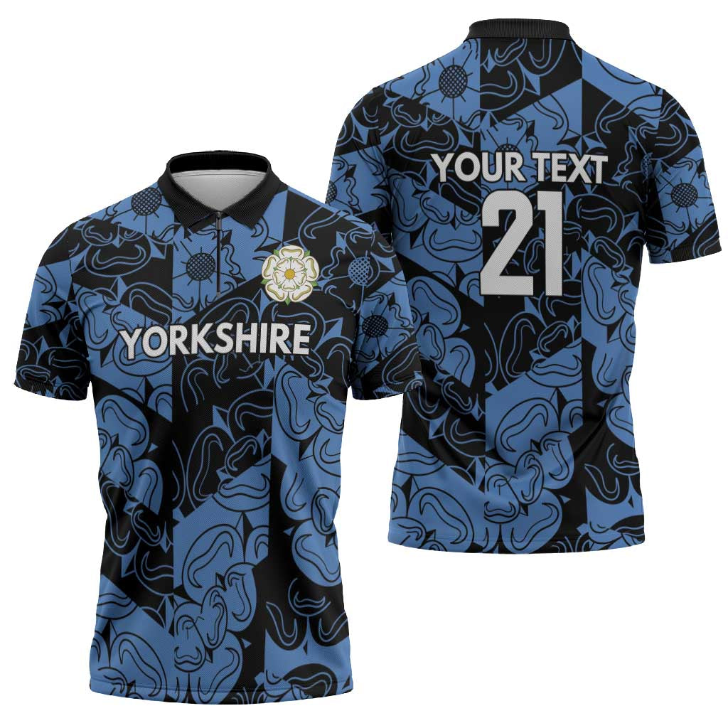 Custom Yorkshire Vikings Heritage Pride Zipper Polo Shirt White Rose of Yorkshire - Wonder Print Shop