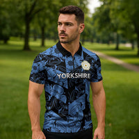 Custom Yorkshire Vikings Heritage Pride Zipper Polo Shirt White Rose of Yorkshire - Wonder Print Shop