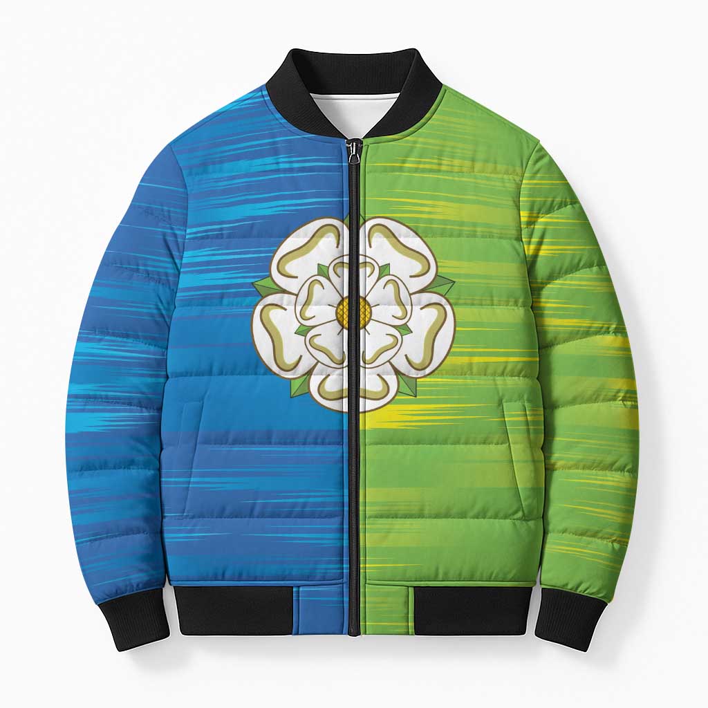 Yorkshire Heritage Personalized Bomber Puffer Jacket East Yorkshire White Rose - Wonder Print Shop