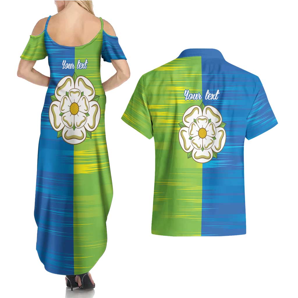 Yorkshire Heritage Personalized Couples Matching Summer Maxi Dress and Hawaiian Shirt East Yorkshire White Rose - Wonder Print Shop