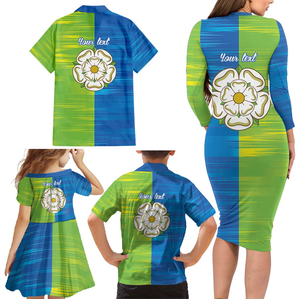 Yorkshire Heritage Personalized Family Matching Long Sleeve Bodycon Dress and Hawaiian Shirt East Yorkshire White Rose - Wonder Print Shop