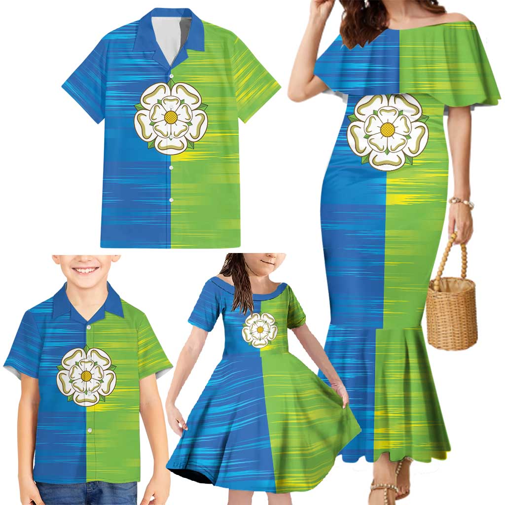 Yorkshire Heritage Personalized Family Matching Mermaid Dress and Hawaiian Shirt East Yorkshire White Rose - Wonder Print Shop