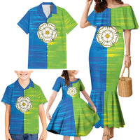 Yorkshire Heritage Personalized Family Matching Mermaid Dress and Hawaiian Shirt East Yorkshire White Rose - Wonder Print Shop