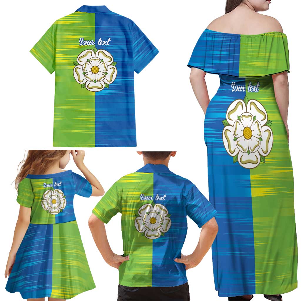 Yorkshire Heritage Personalized Family Matching Off Shoulder Maxi Dress and Hawaiian Shirt East Yorkshire White Rose - Wonder Print Shop