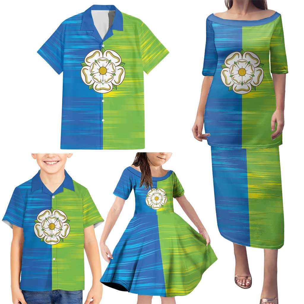 Yorkshire Heritage Personalized Family Matching Puletasi and Hawaiian Shirt East Yorkshire White Rose - Wonder Print Shop