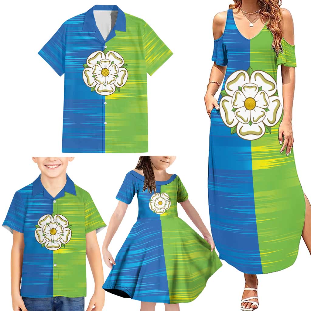 Yorkshire Heritage Personalized Family Matching Summer Maxi Dress and Hawaiian Shirt East Yorkshire White Rose - Wonder Print Shop
