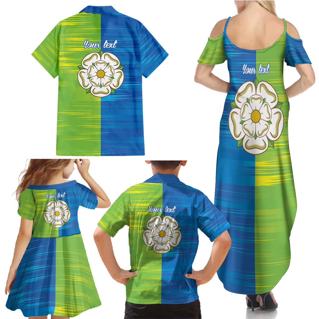 Yorkshire Heritage Personalized Family Matching Summer Maxi Dress and Hawaiian Shirt East Yorkshire White Rose - Wonder Print Shop