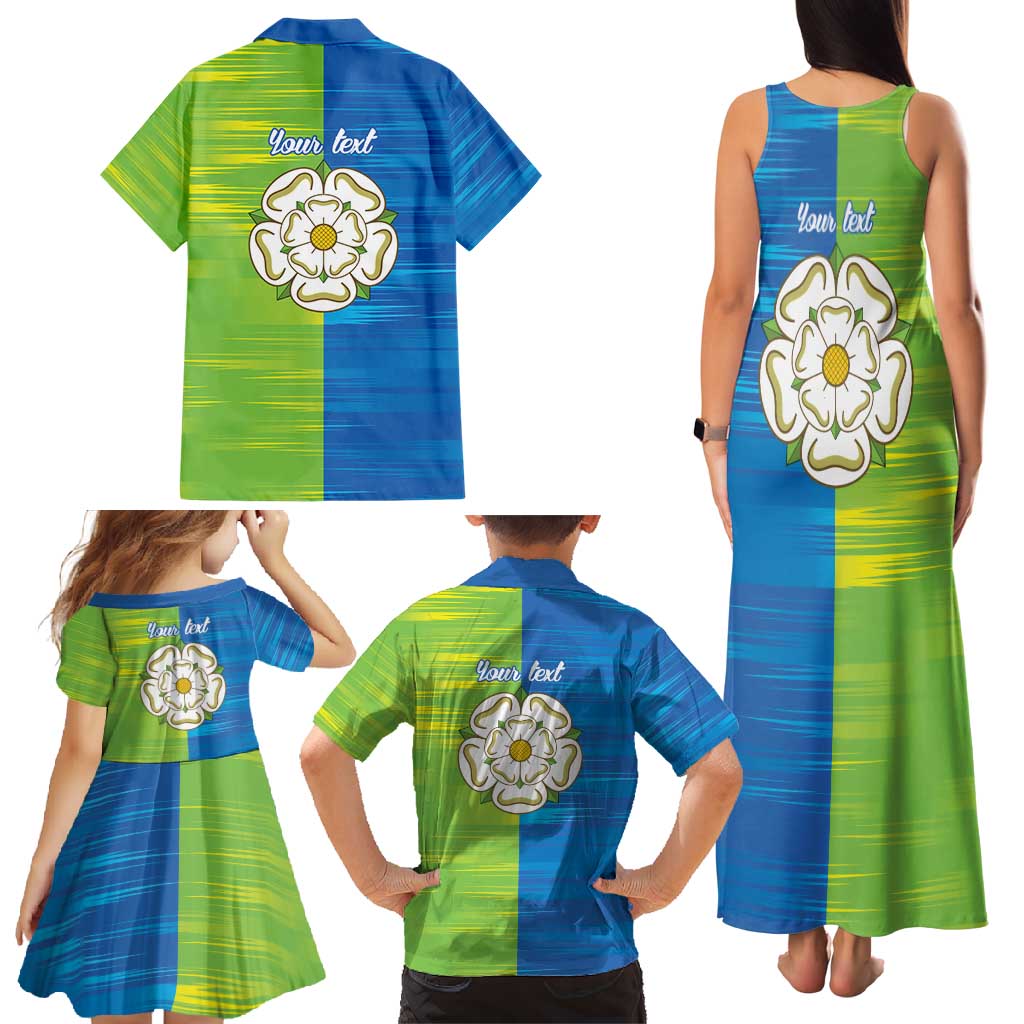 Yorkshire Heritage Personalized Family Matching Tank Maxi Dress and Hawaiian Shirt East Yorkshire White Rose - Wonder Print Shop