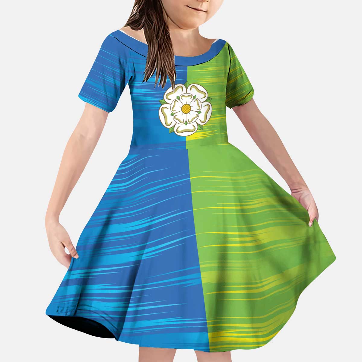 Yorkshire Heritage Personalized Kid Short Sleeve Dress East Yorkshire White Rose - Wonder Print Shop