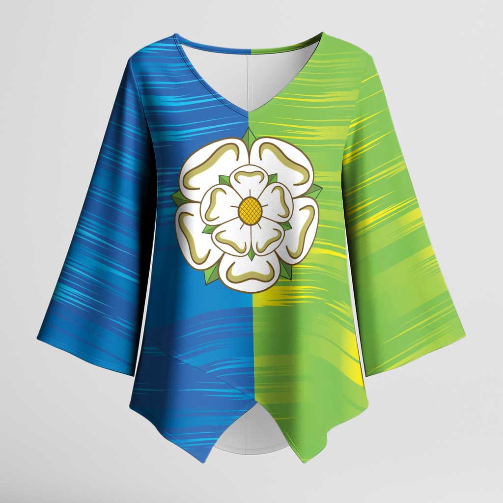 Yorkshire Heritage Personalized Kimono Sleeve Blouse East Yorkshire White Rose - Wonder Print Shop