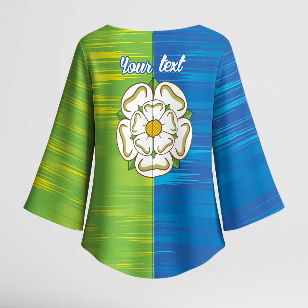 Yorkshire Heritage Personalized Kimono Sleeve Blouse East Yorkshire White Rose - Wonder Print Shop