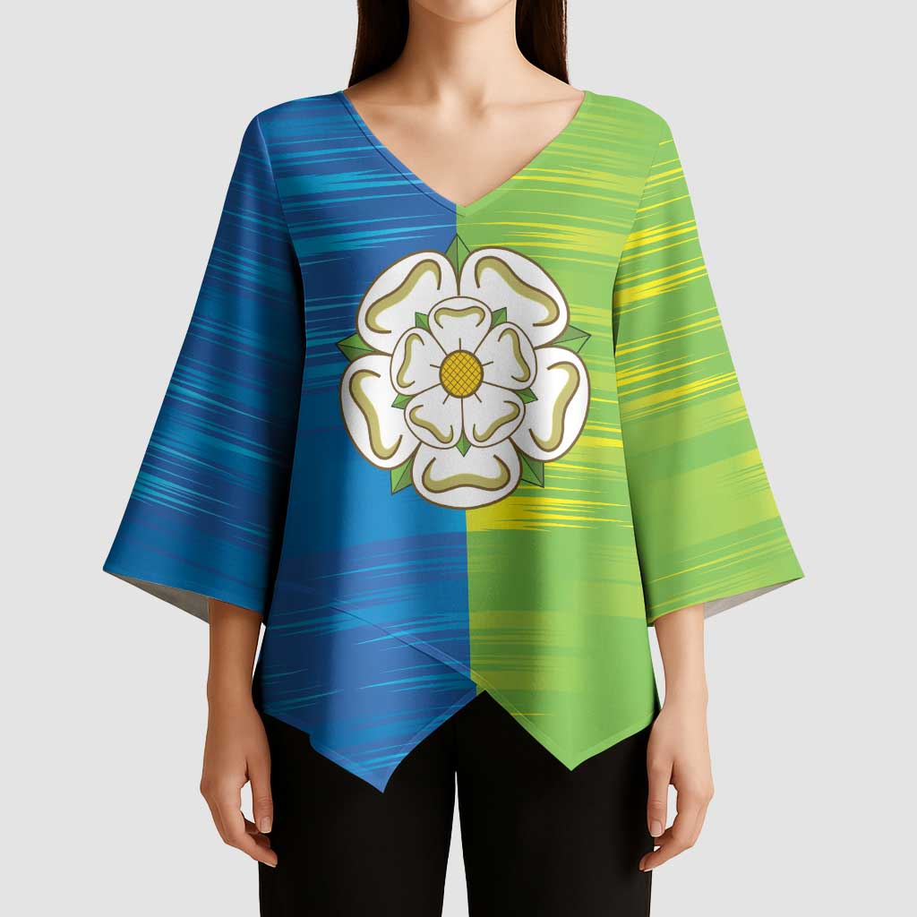 Yorkshire Heritage Personalized Kimono Sleeve Blouse East Yorkshire White Rose - Wonder Print Shop