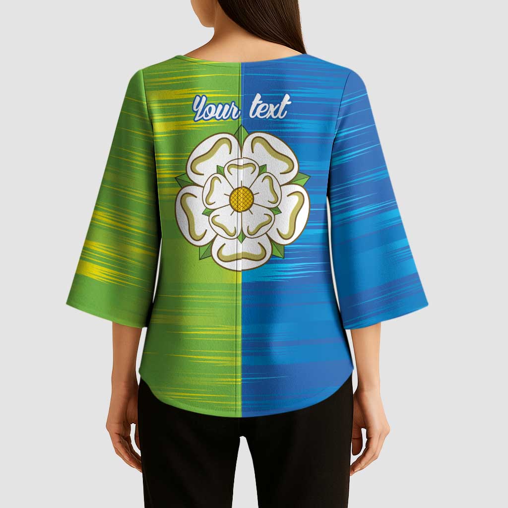 Yorkshire Heritage Personalized Kimono Sleeve Blouse East Yorkshire White Rose - Wonder Print Shop