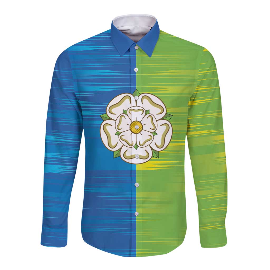 Yorkshire Heritage Personalized Long Sleeve Button Shirt East Yorkshire White Rose - Wonder Print Shop