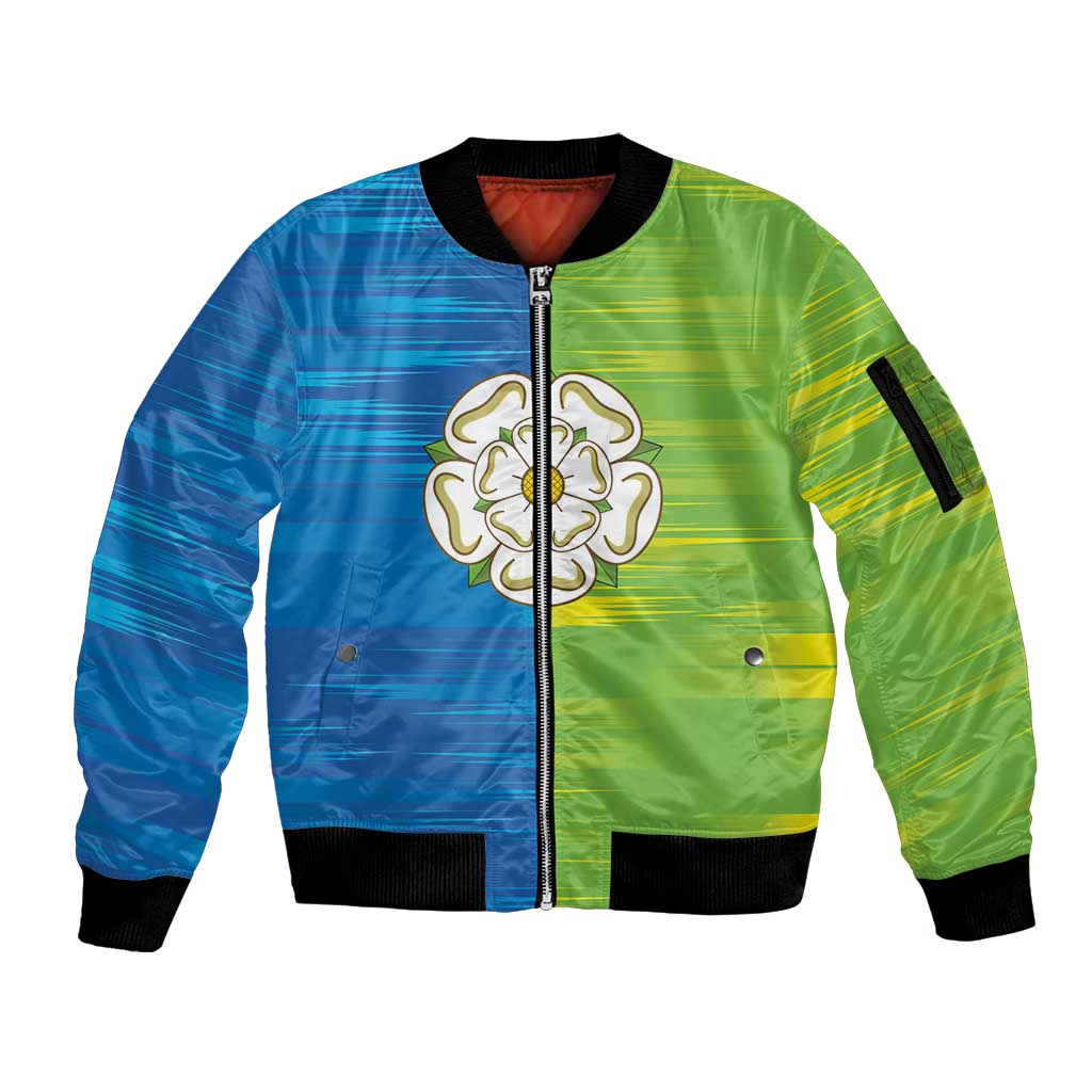 Yorkshire Heritage Personalized Sleeve Zip Bomber Jacket East Yorkshire White Rose - Wonder Print Shop