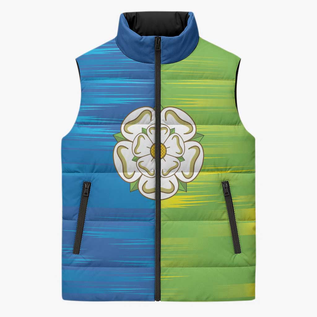 Yorkshire Heritage Personalized Sleeveless Puffer Jacket East Yorkshire White Rose - Wonder Print Shop