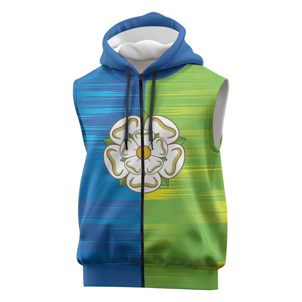 Yorkshire Heritage Personalized Sleeveless Zip Hoodie East Yorkshire White Rose - Wonder Print Shop