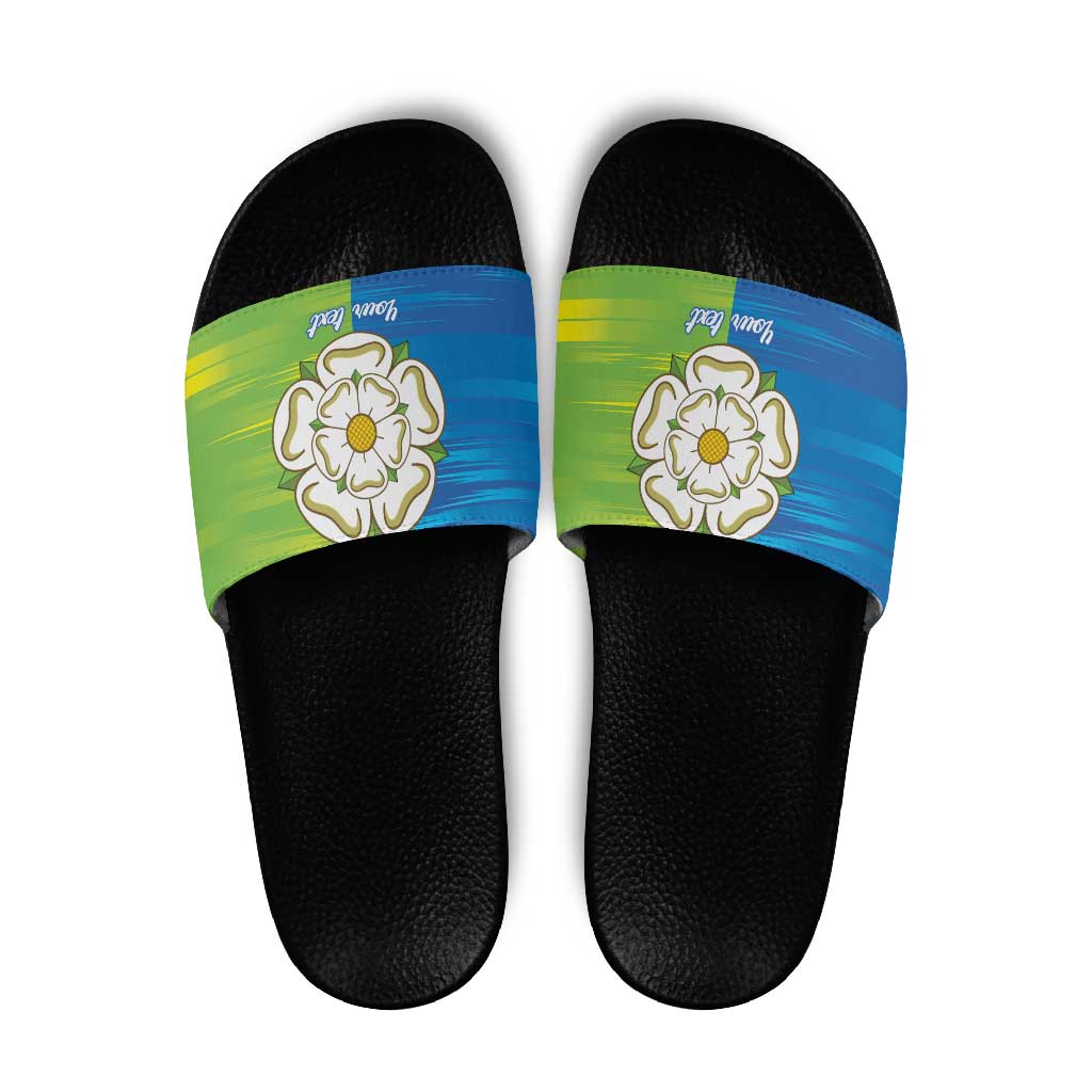 Yorkshire Heritage Personalized Slide Sandals East Yorkshire White Rose - Wonder Print Shop