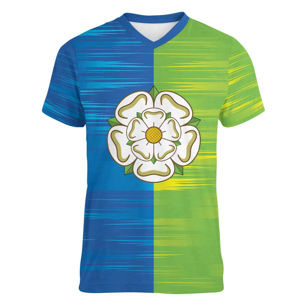 Yorkshire Heritage Personalized Women V-Neck T-Shirt East Yorkshire White Rose - Wonder Print Shop