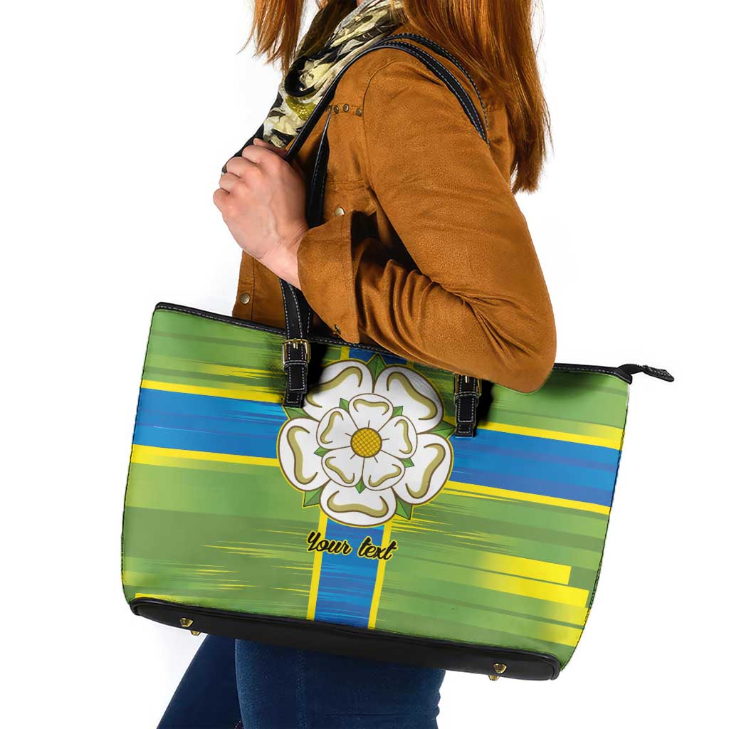 Yorkshire Heritage Personalized Leather Tote Bag North Yorkshire White Rose - Wonder Print Shop