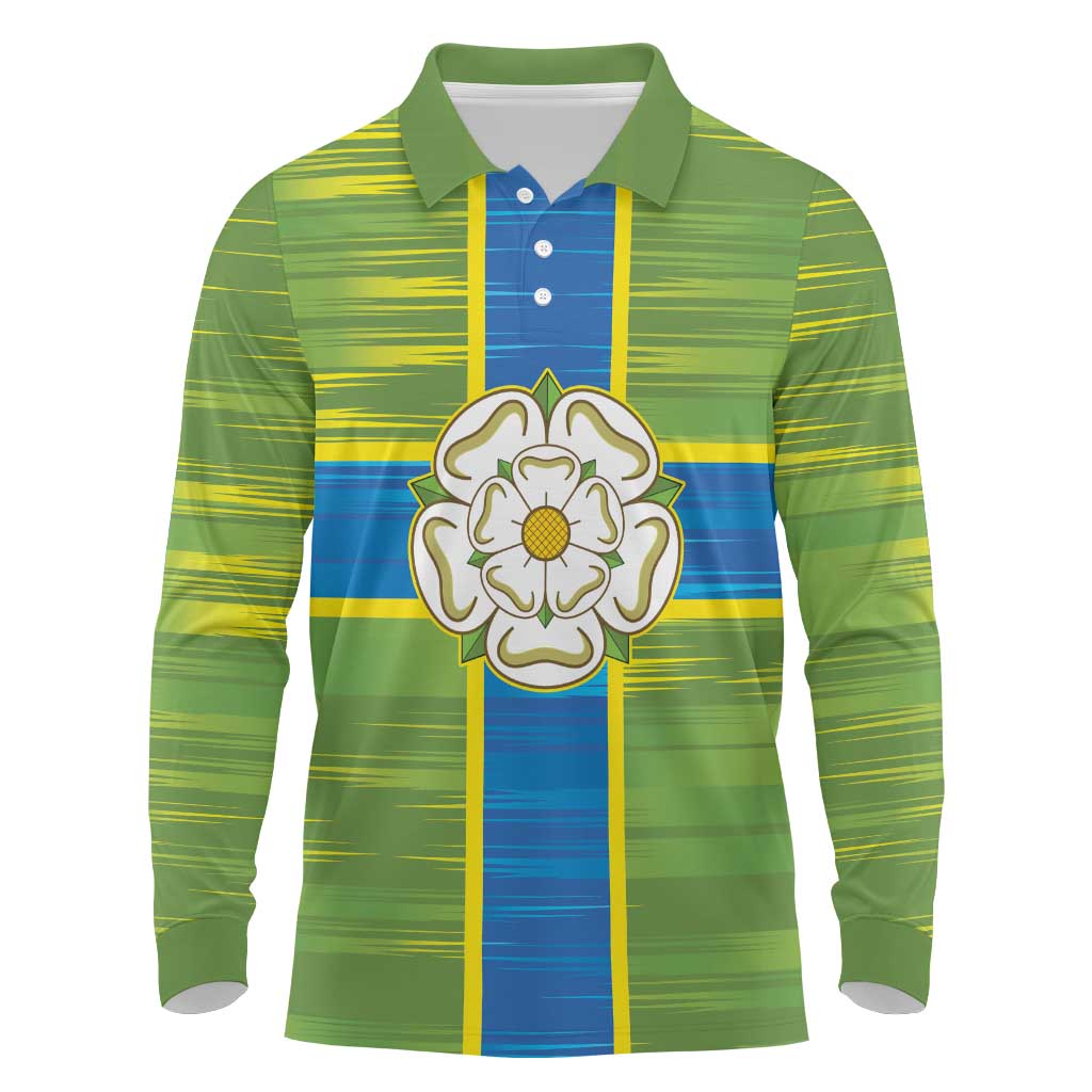 Yorkshire Heritage Personalized Long Sleeve Polo Shirt North Yorkshire White Rose - Wonder Print Shop