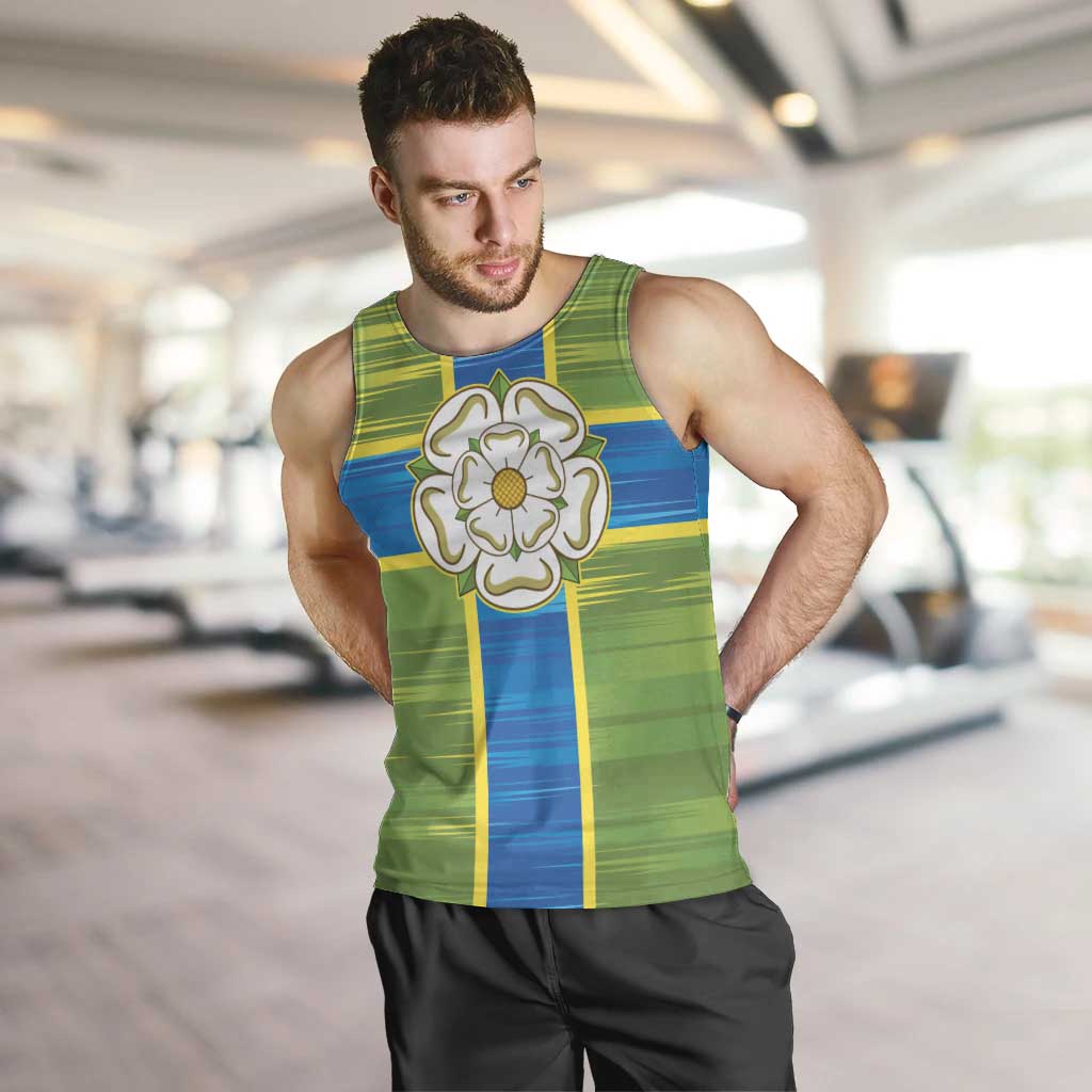 Yorkshire Heritage Personalized Men Tank Top North Yorkshire White Rose - Wonder Print Shop