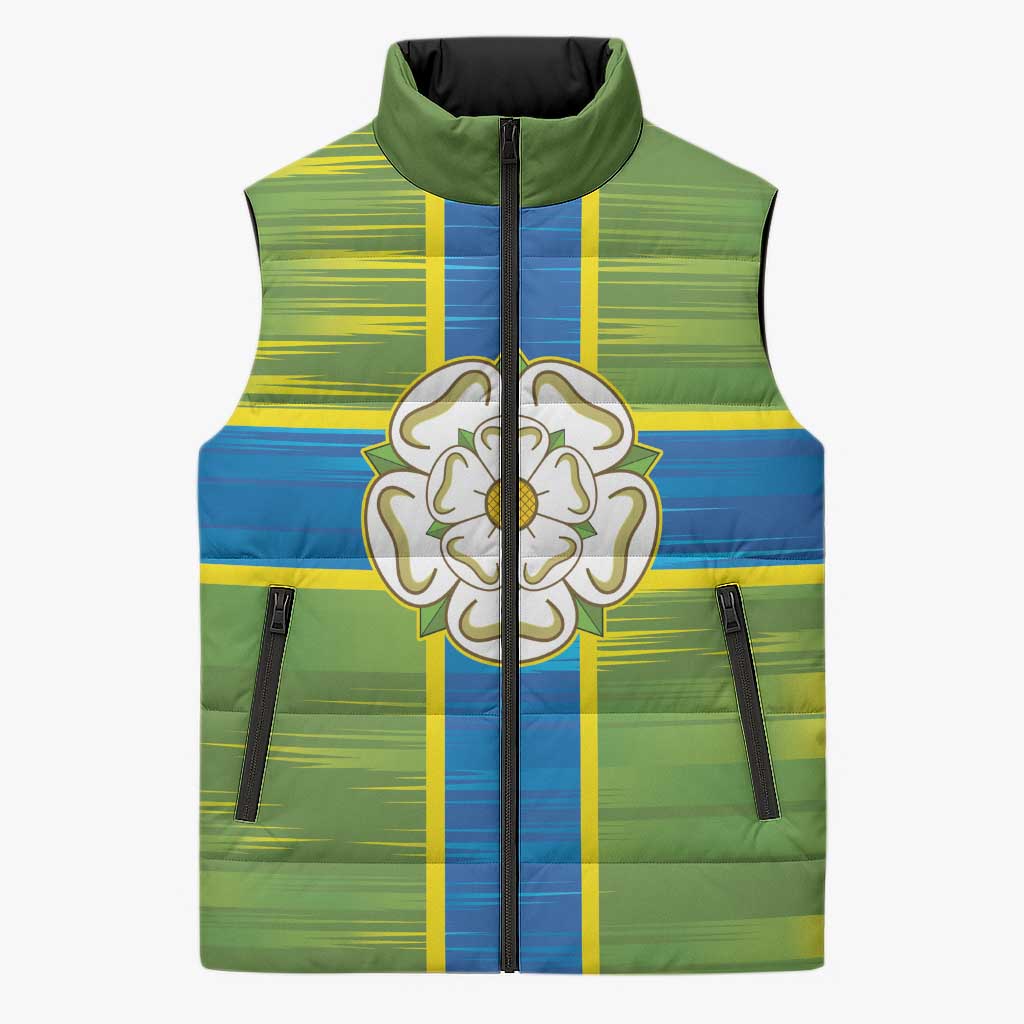 Yorkshire Heritage Personalized Sleeveless Puffer Jacket North Yorkshire White Rose - Wonder Print Shop