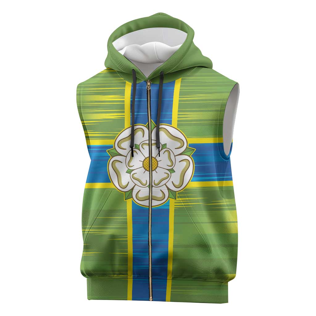 Yorkshire Heritage Personalized Sleeveless Zip Hoodie North Yorkshire White Rose - Wonder Print Shop