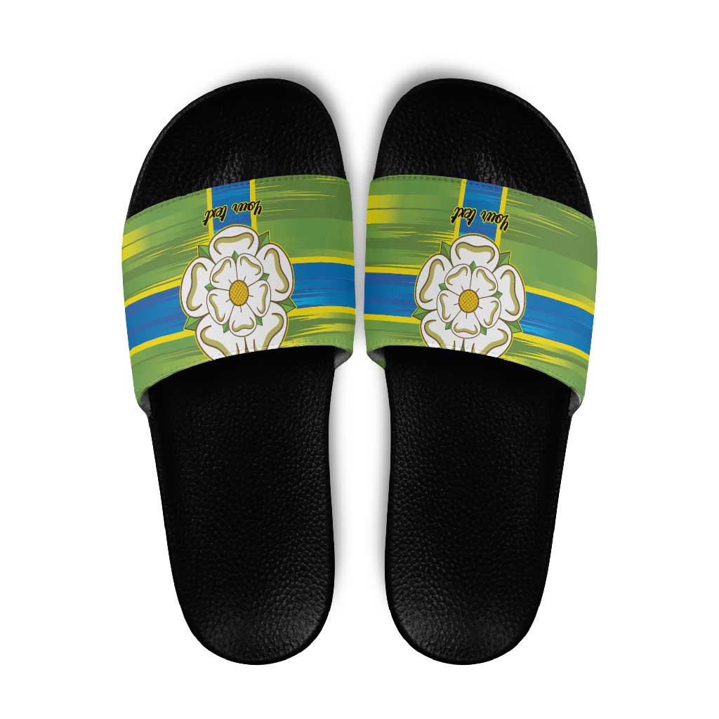 Yorkshire Heritage Personalized Slide Sandals North Yorkshire White Rose - Wonder Print Shop