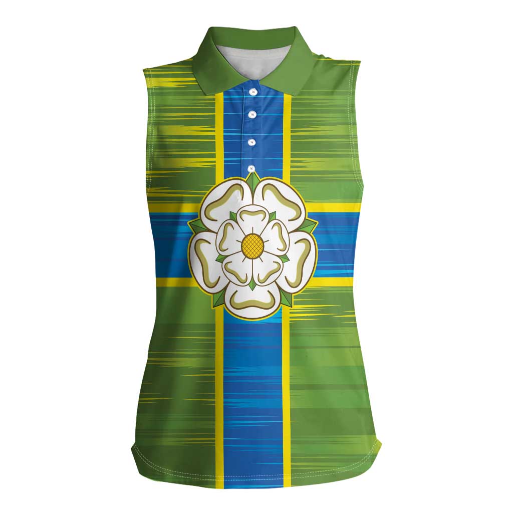 Yorkshire Heritage Personalized Women Sleeveless Polo Shirt North Yorkshire White Rose - Wonder Print Shop