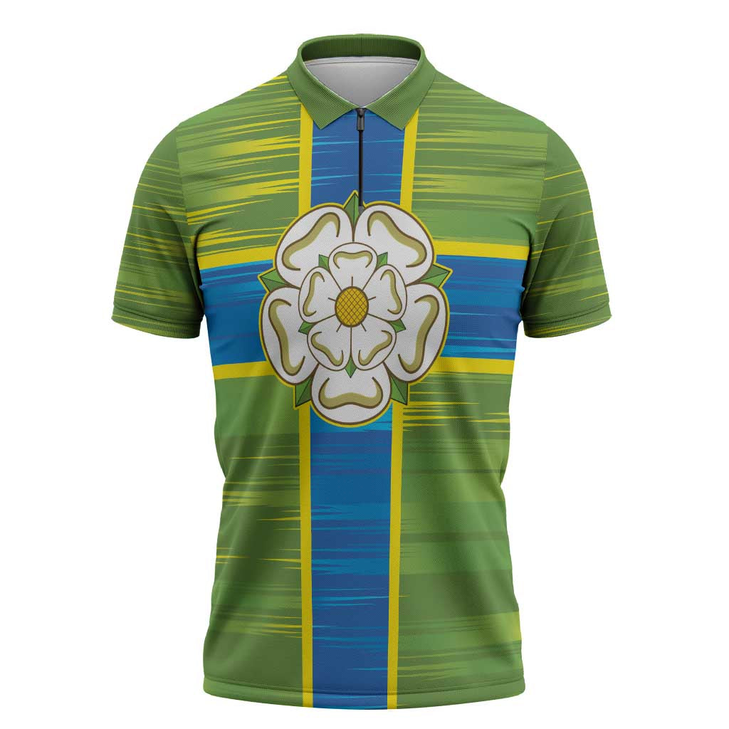 Yorkshire Heritage Personalized Zipper Polo Shirt North Yorkshire White Rose - Wonder Print Shop