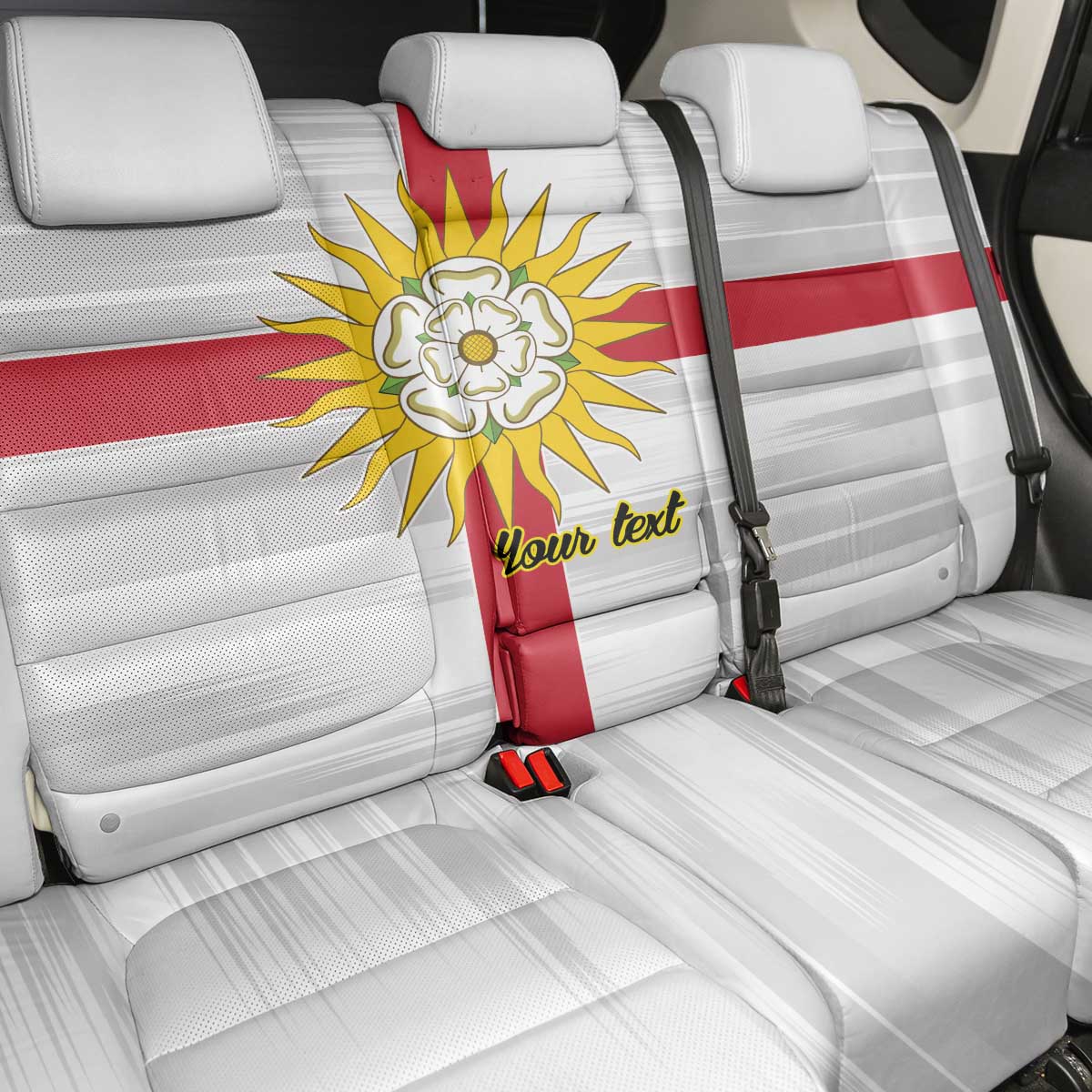 Yorkshire Heritage Personalized Back Car Seat Cover West Yorkshire White Rose - Wonder Print Shop