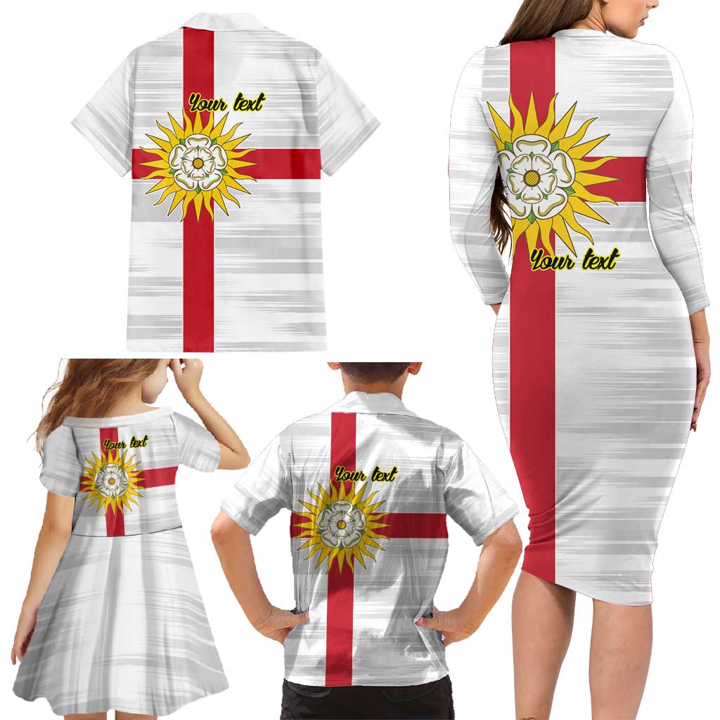 Yorkshire Heritage Personalized Family Matching Long Sleeve Bodycon Dress and Hawaiian Shirt West Yorkshire White Rose - Wonder Print Shop