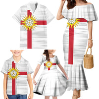 Yorkshire Heritage Personalized Family Matching Mermaid Dress and Hawaiian Shirt West Yorkshire White Rose - Wonder Print Shop