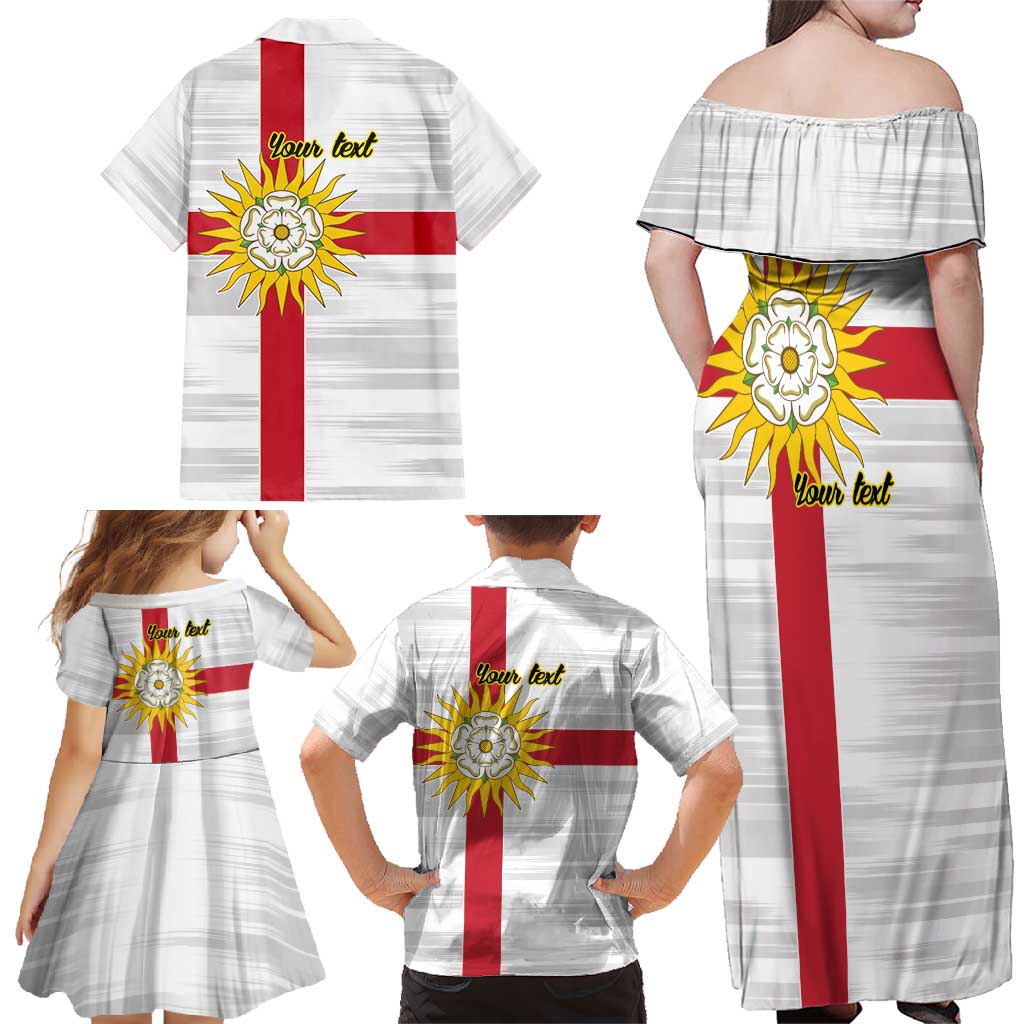 Yorkshire Heritage Personalized Family Matching Off Shoulder Maxi Dress and Hawaiian Shirt West Yorkshire White Rose - Wonder Print Shop