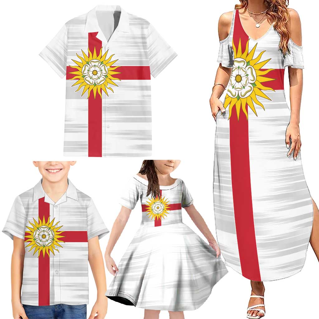 Yorkshire Heritage Personalized Family Matching Summer Maxi Dress and Hawaiian Shirt West Yorkshire White Rose - Wonder Print Shop
