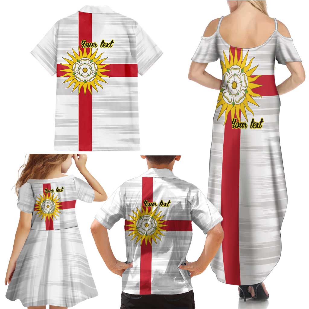 Yorkshire Heritage Personalized Family Matching Summer Maxi Dress and Hawaiian Shirt West Yorkshire White Rose - Wonder Print Shop