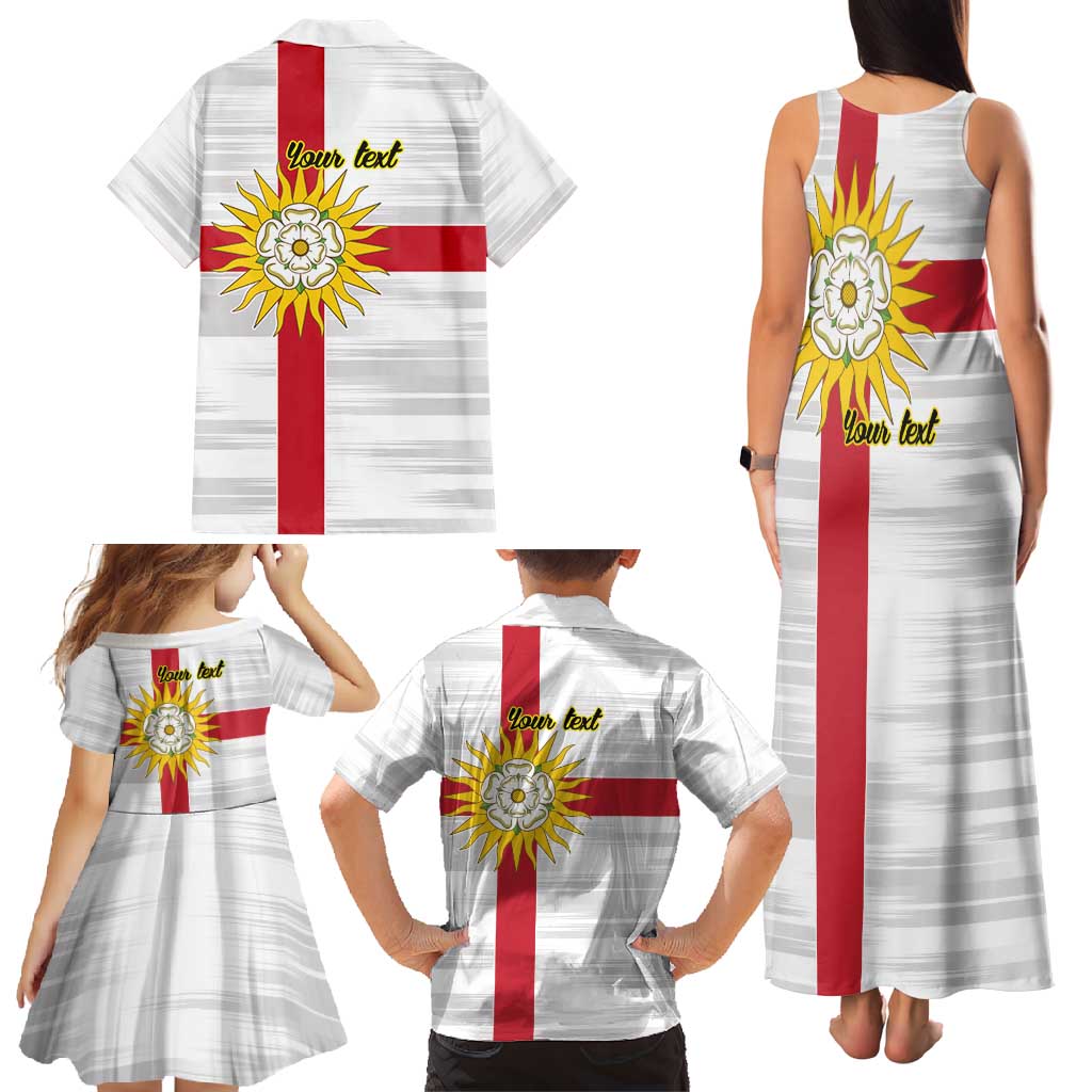 Yorkshire Heritage Personalized Family Matching Tank Maxi Dress and Hawaiian Shirt West Yorkshire White Rose - Wonder Print Shop