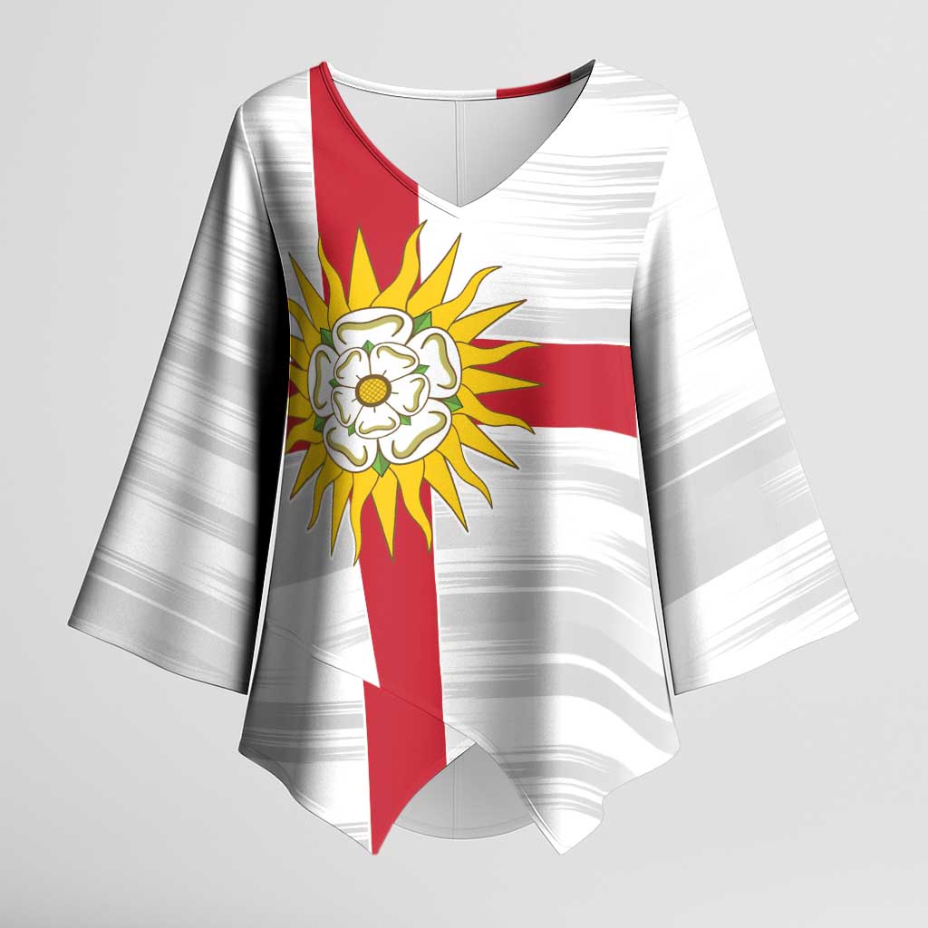 Yorkshire Heritage Personalized Kimono Sleeve Blouse West Yorkshire White Rose - Wonder Print Shop