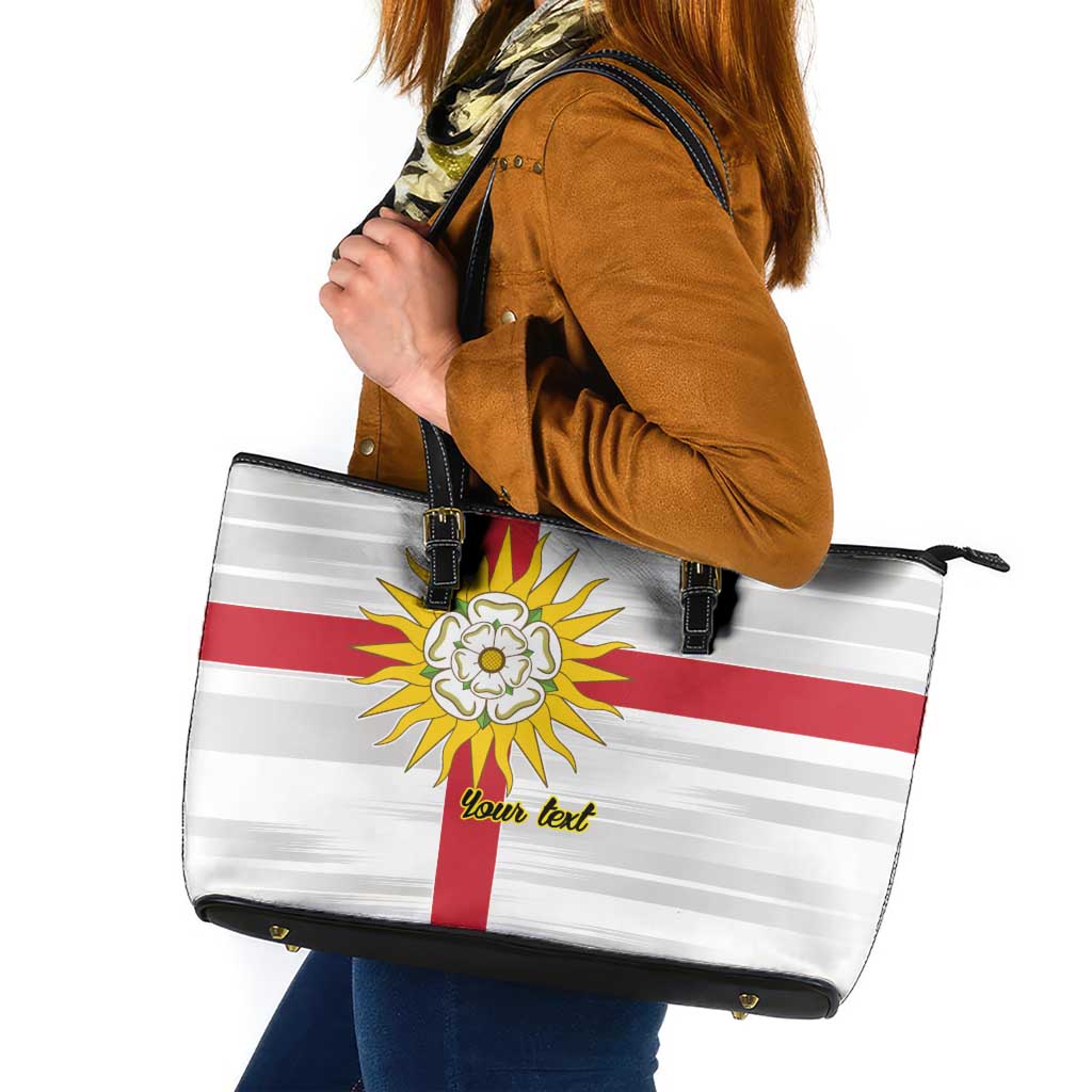Yorkshire Heritage Personalized Leather Tote Bag West Yorkshire White Rose - Wonder Print Shop