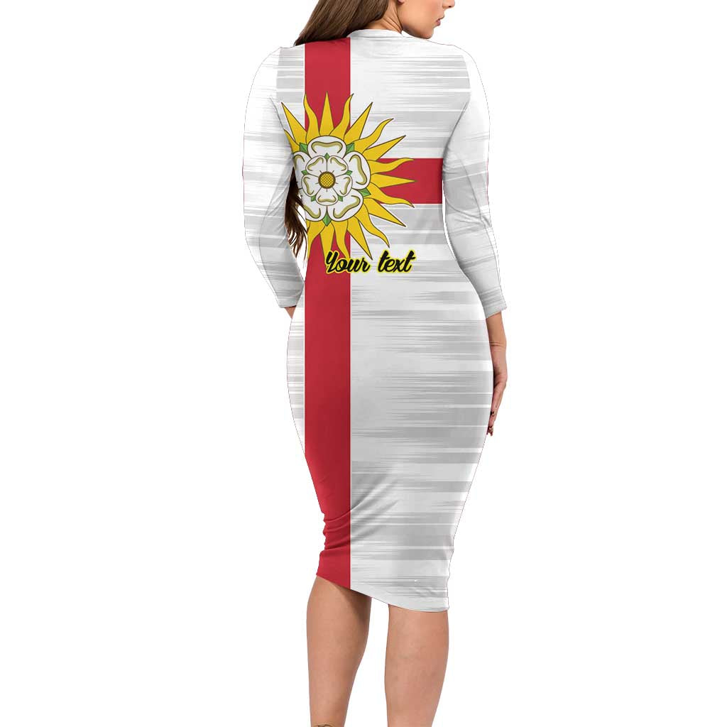 Yorkshire Heritage Personalized Long Sleeve Bodycon Dress West Yorkshire White Rose - Wonder Print Shop