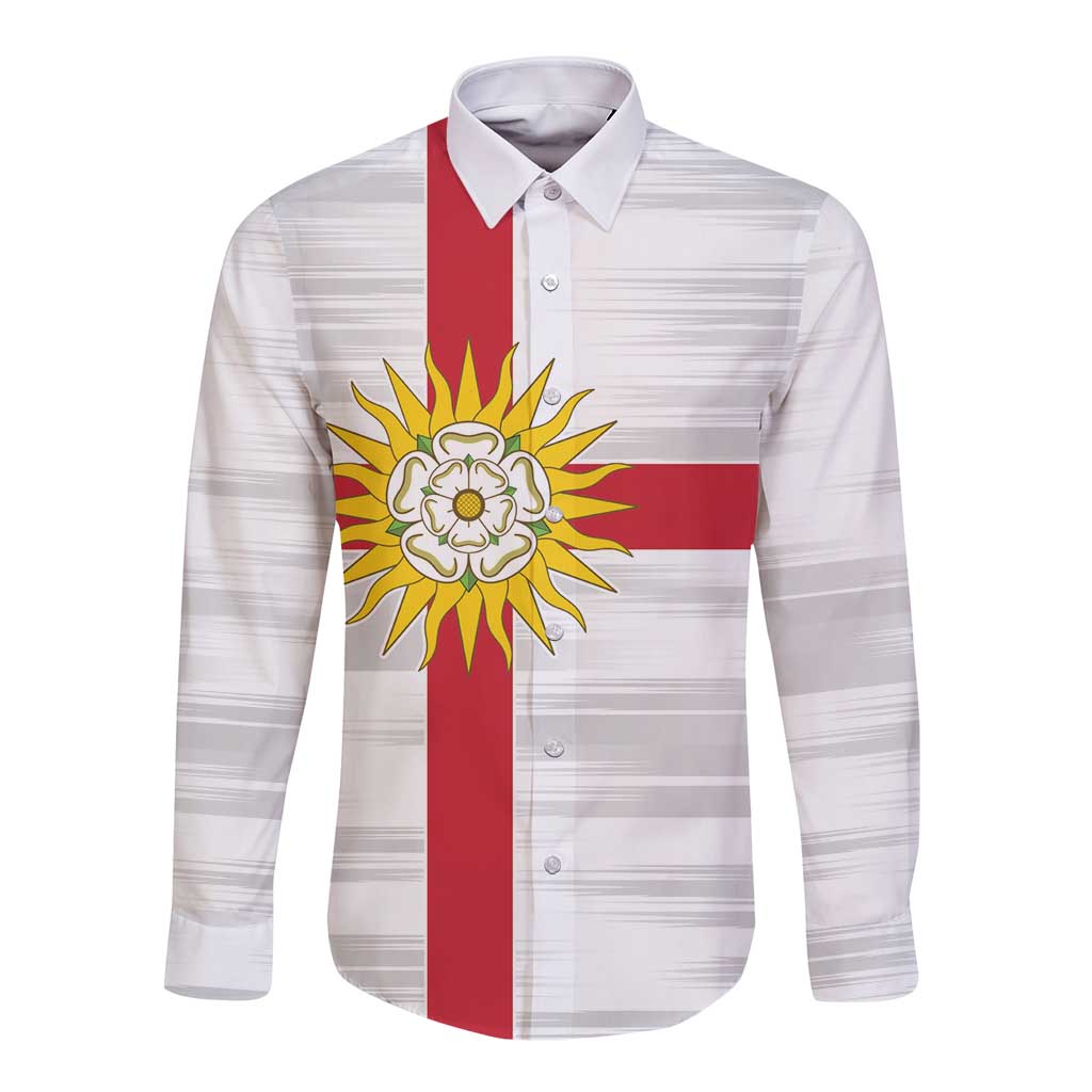 Yorkshire Heritage Personalized Long Sleeve Button Shirt West Yorkshire White Rose - Wonder Print Shop