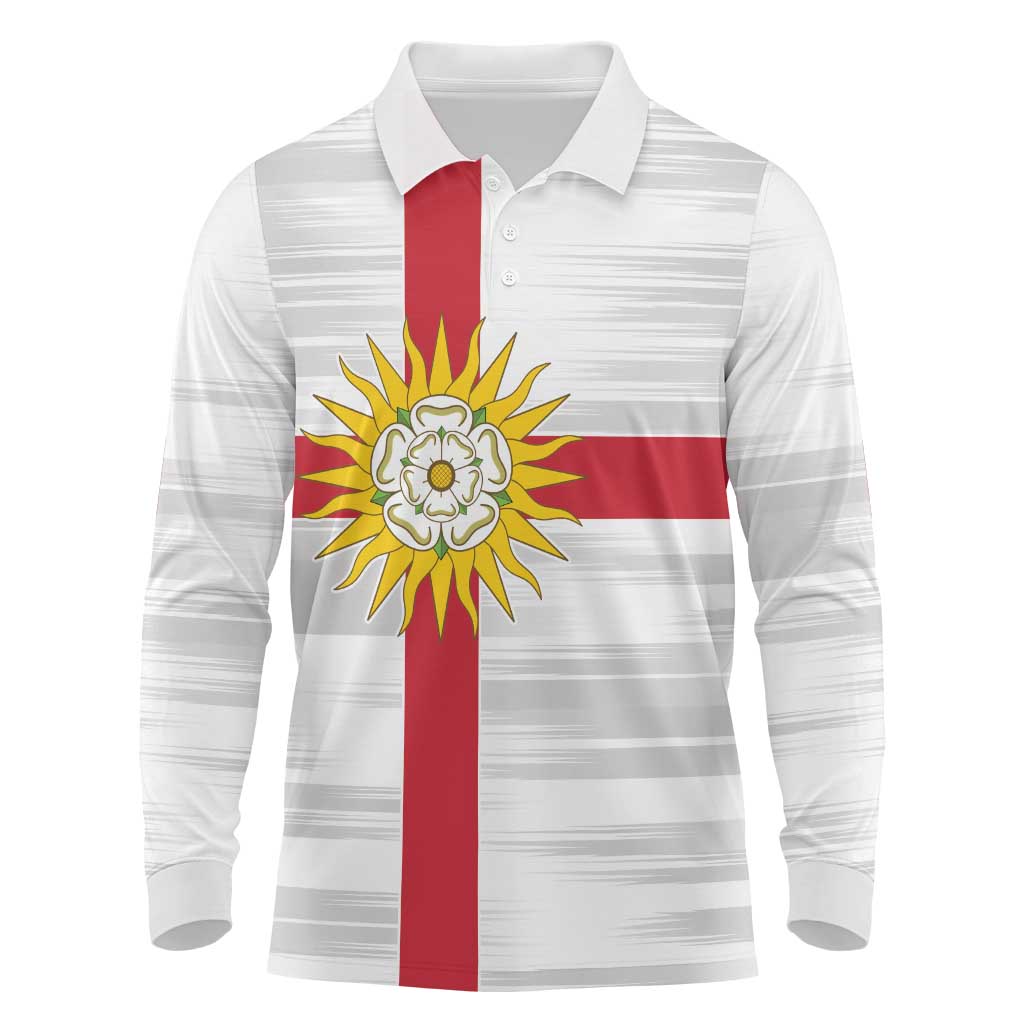 Yorkshire Heritage Personalized Long Sleeve Polo Shirt West Yorkshire White Rose - Wonder Print Shop
