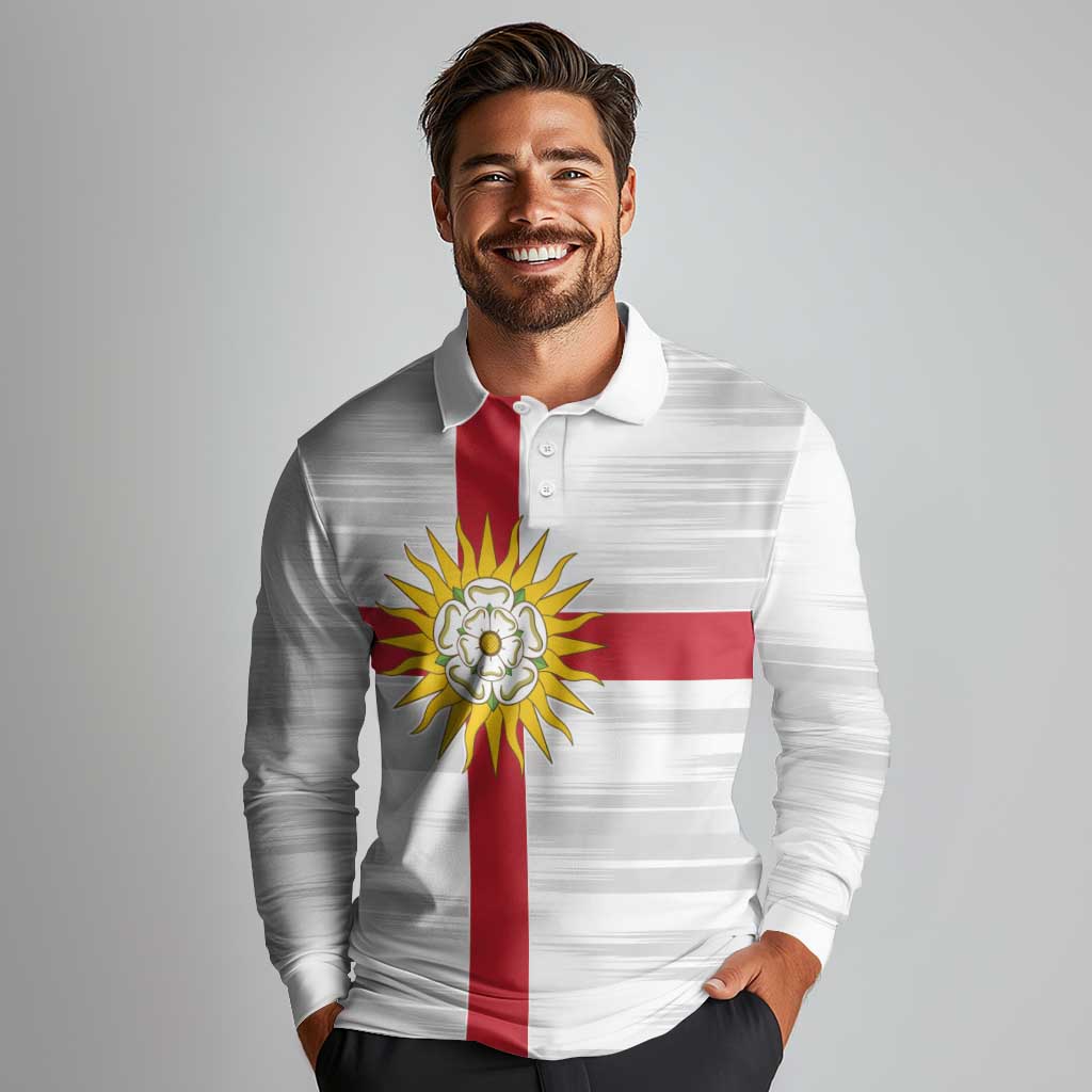 Yorkshire Heritage Personalized Long Sleeve Polo Shirt West Yorkshire White Rose - Wonder Print Shop