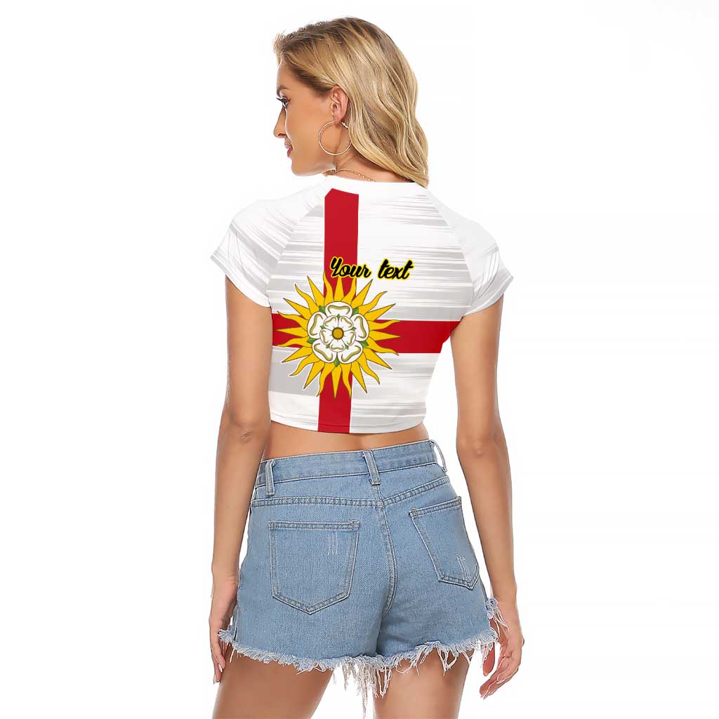 Yorkshire Heritage Personalized Raglan Cropped T Shirt West Yorkshire White Rose - Wonder Print Shop