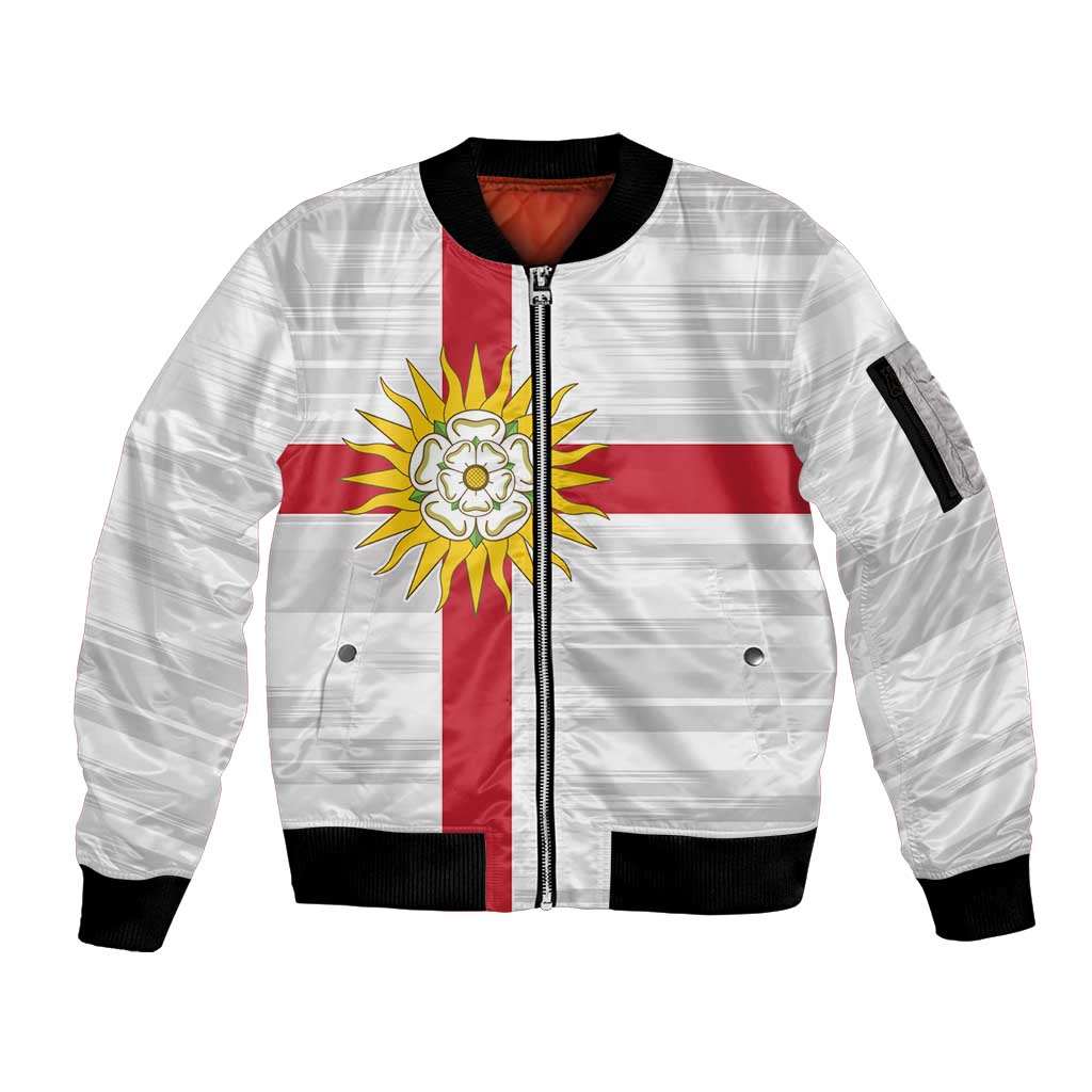 Yorkshire Heritage Personalized Sleeve Zip Bomber Jacket West Yorkshire White Rose - Wonder Print Shop