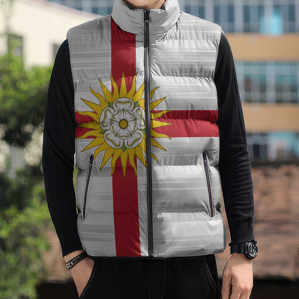 Yorkshire Heritage Personalized Sleeveless Puffer Jacket West Yorkshire White Rose - Wonder Print Shop