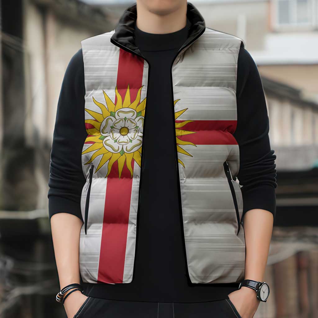 Yorkshire Heritage Personalized Sleeveless Puffer Jacket West Yorkshire White Rose - Wonder Print Shop